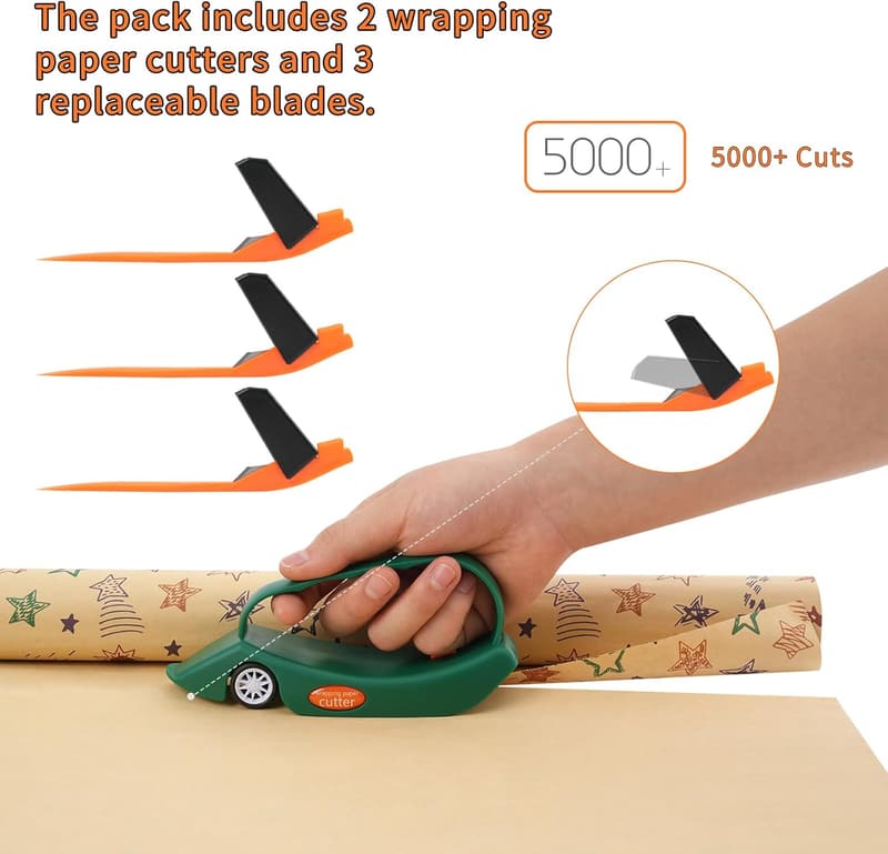 Birthday & Christmas Gift Wrap Cutter with Replaceable Blades