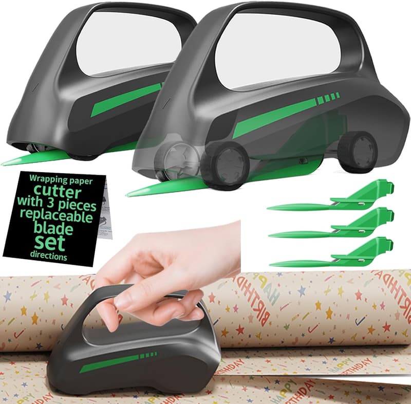 Holiday Gift Wrap Cutter Tool with 3 Blades - 2 Pack