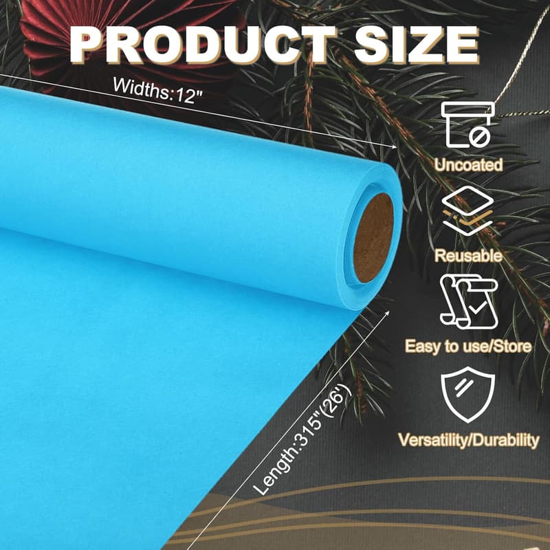 Light Blue Kraft Paper Roll, 12