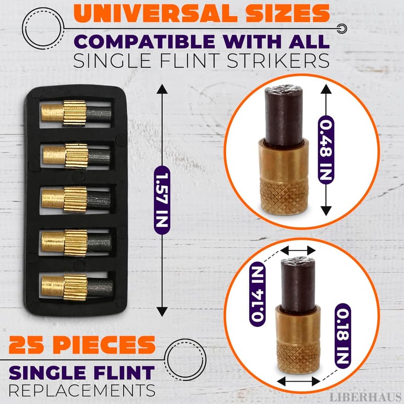 Compact Flint Striker Set - 25 Efficient Gas Torch Lighters