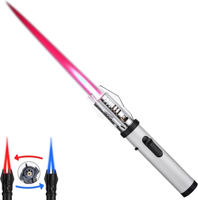 Adjustable Butane Torch Lighter with Safety Lock - Windproof Flame