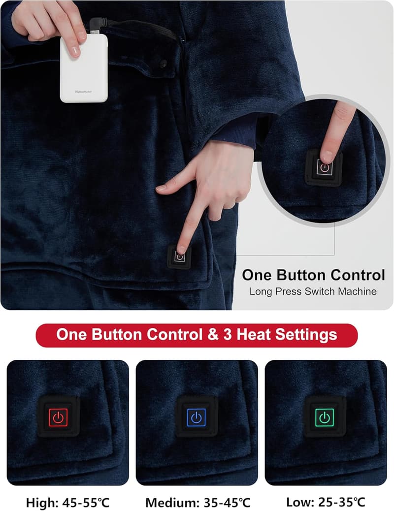 Portable Heated Electric Blanket Hoodie for Outdoor Use