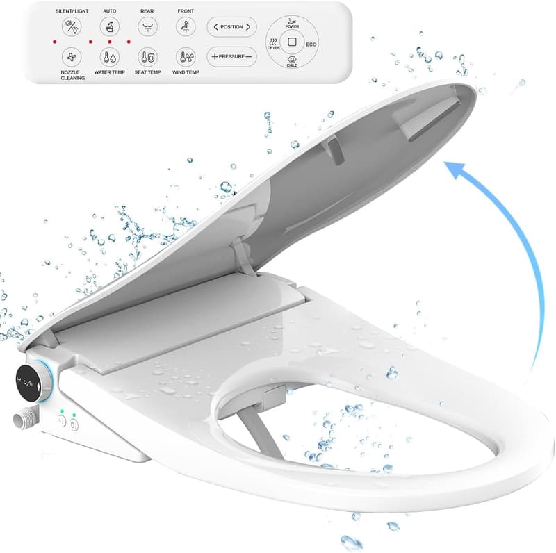 Electric Elongated Bidet Toilet Seat with Four Cleaning Modes