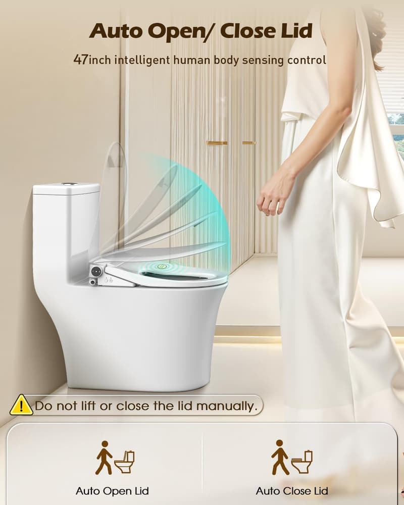Electric Elongated Bidet Toilet Seat with Four Cleaning Modes
