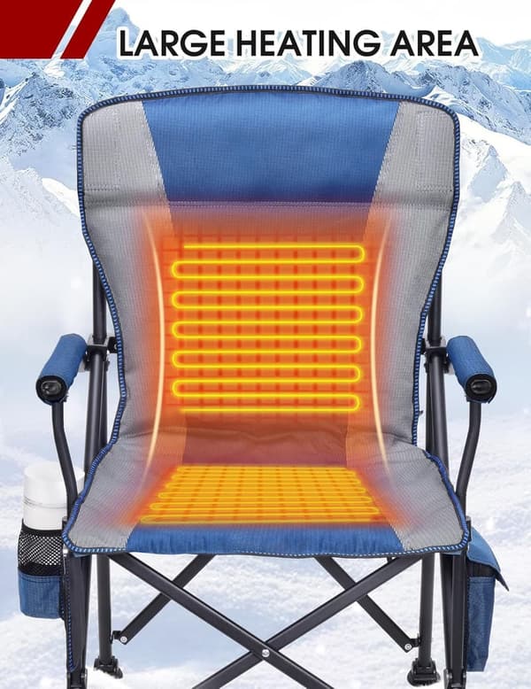 Heated Camping Chair for Adults with 3 Heat Levels and Cup Holder