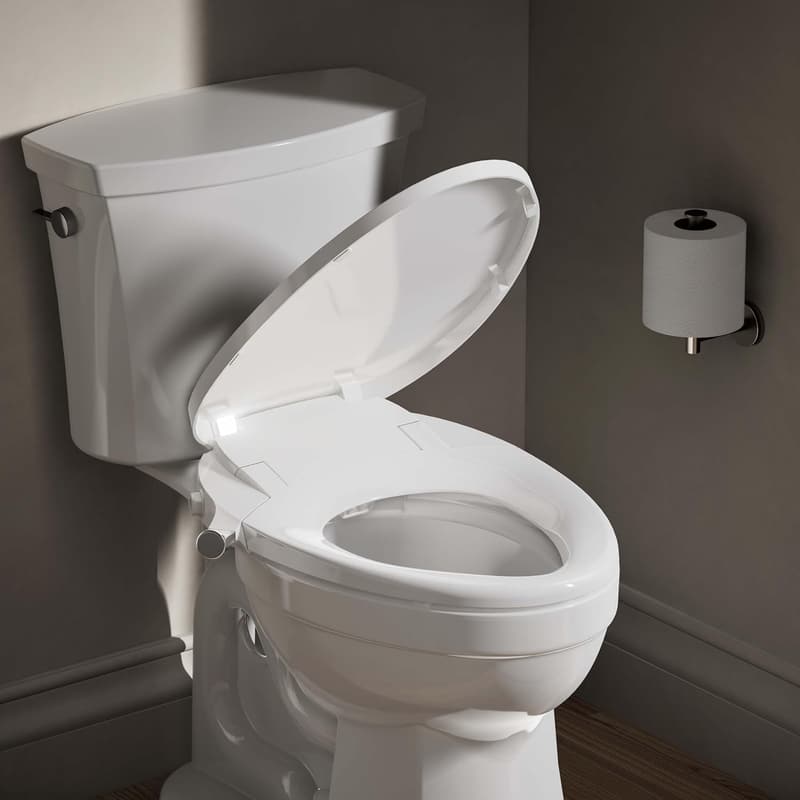 Elongated Bidet Toilet Seat with Self-Cleaning Wand, Chrome Handle