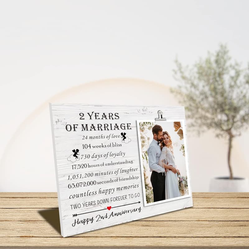 2nd Anniversary Keepsake Picture Frame for Couples