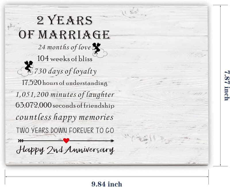 2nd Anniversary Keepsake Picture Frame for Couples