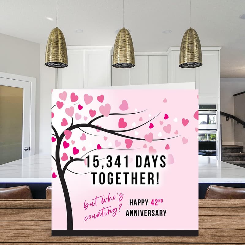 42nd Anniversary Card for Couples - I Love You Design