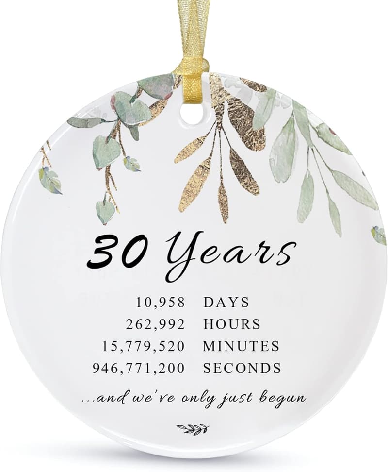 30th Anniversary Ceramic Ornament with Gift Box & Card