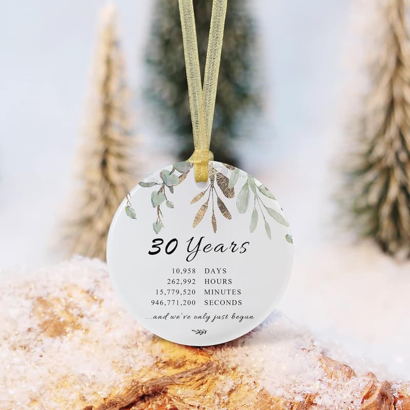 30th Anniversary Ceramic Ornament with Gift Box & Card