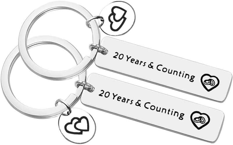 20th Anniversary Couples Keychain Set