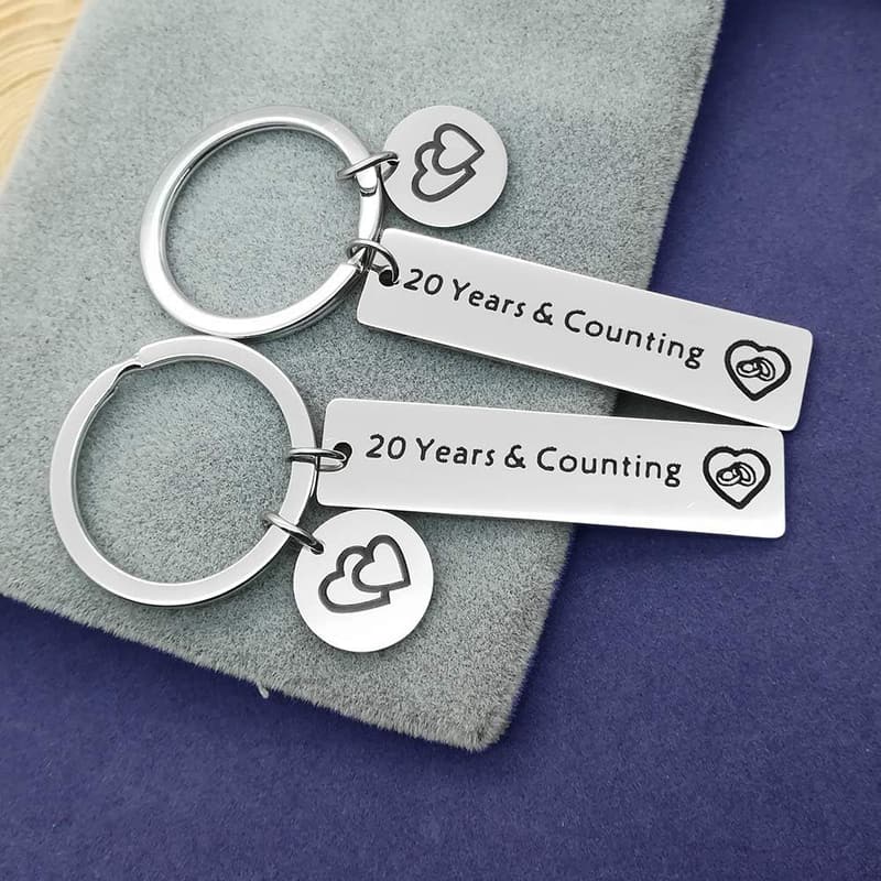 20th Anniversary Couples Keychain Set