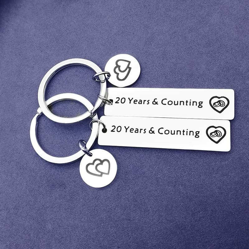 20th Anniversary Couples Keychain Set
