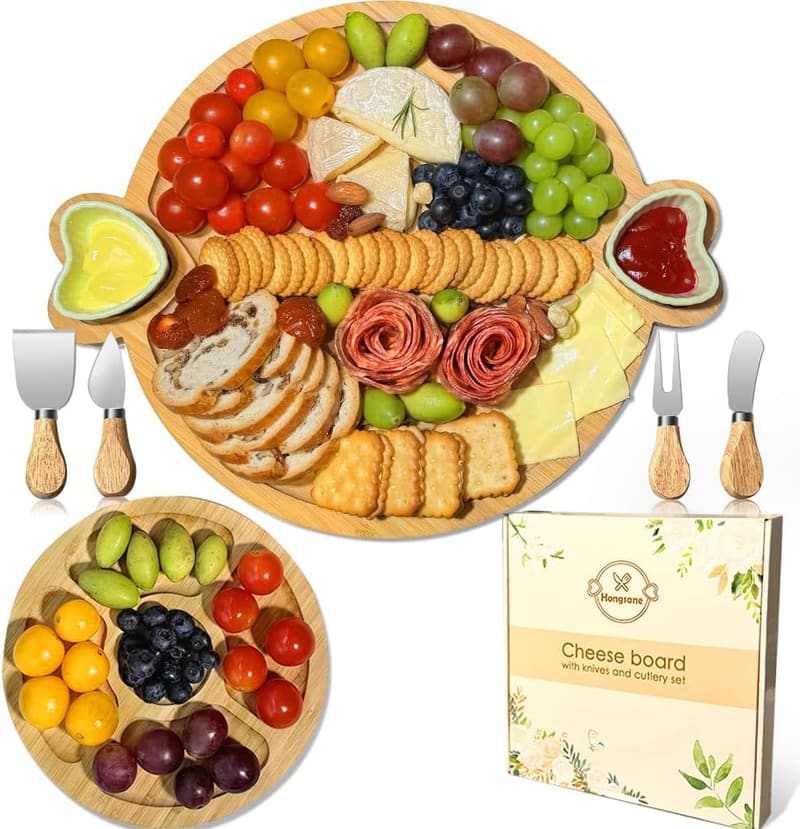 Bamboo Charcuterie Board Set - Unique Mother's Day Gift