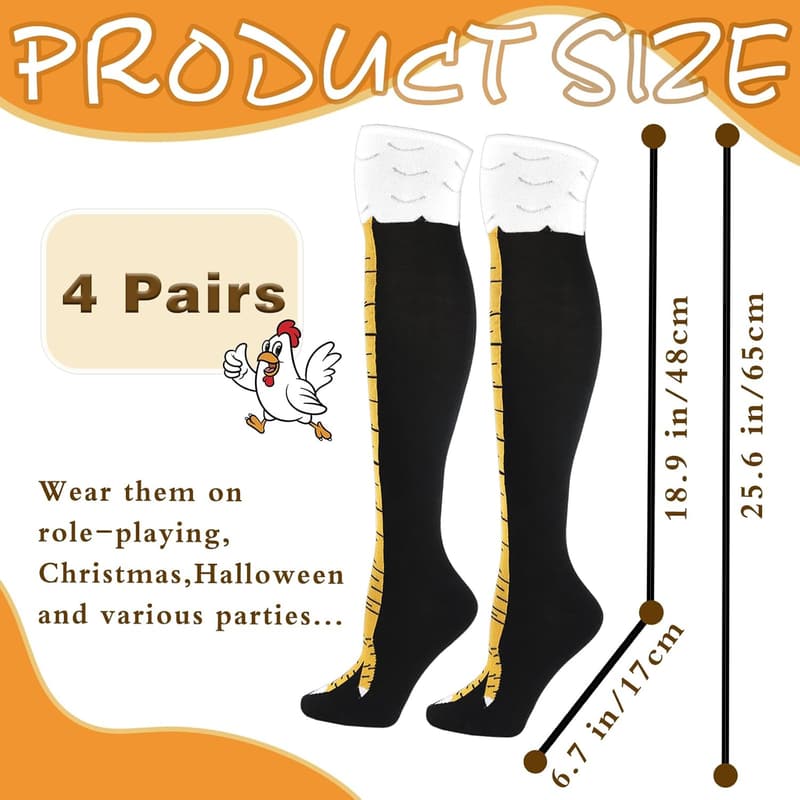 Funny Chicken Legs Knee-High Socks - Novelty Gifts for Thanksgiving