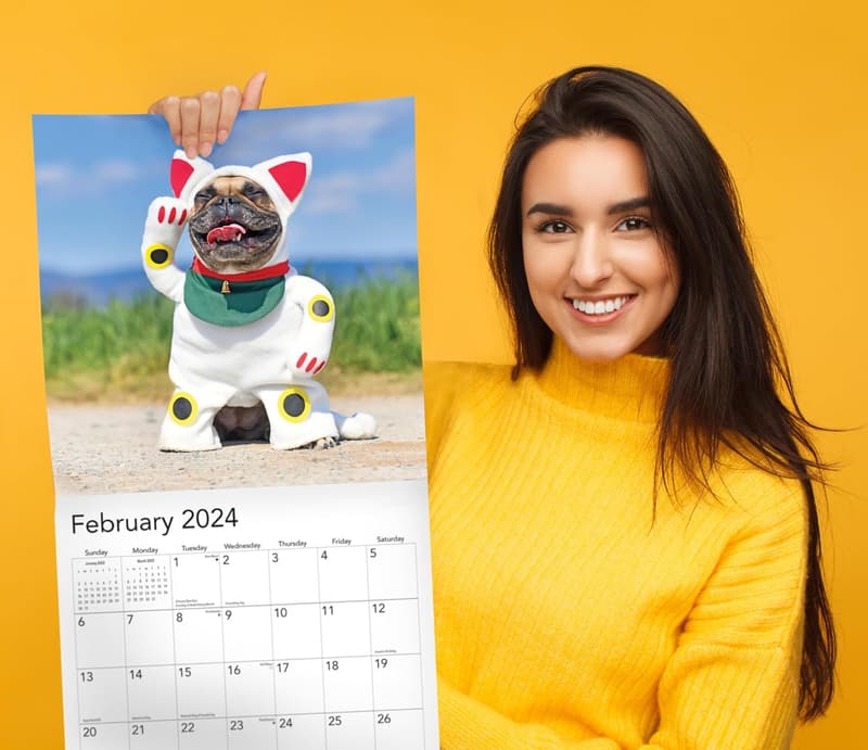 Cute Dog Photography Wall Calendar 2023 - 12 x 24 Inches