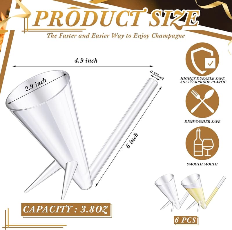 Clear Acrylic Champagne Shooter Glasses Set for Bar Parties