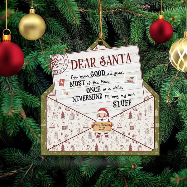 Funny Santa Wood Ornament - Gag Gift for Christmas Decorations