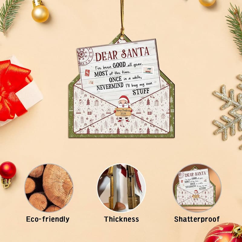 Funny Santa Wood Ornament - Gag Gift for Christmas Decorations