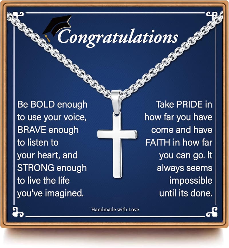 Father's Day Silver/Gold Cross Pendant Necklace for Men