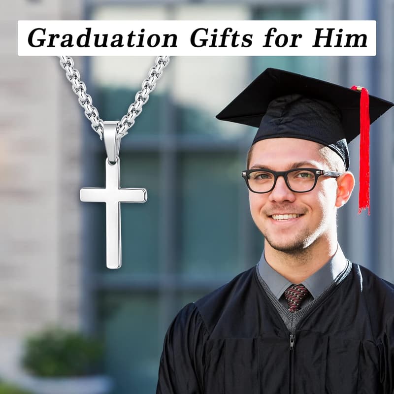 Father's Day Silver/Gold Cross Pendant Necklace for Men