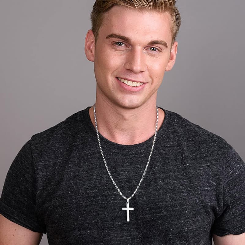 Father's Day Silver/Gold Cross Pendant Necklace for Men