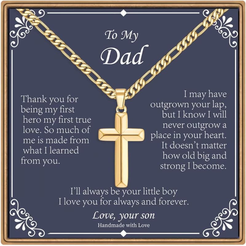 Men's Silver/Black/Gold Cross Necklace - Ideal Father's Day Gift