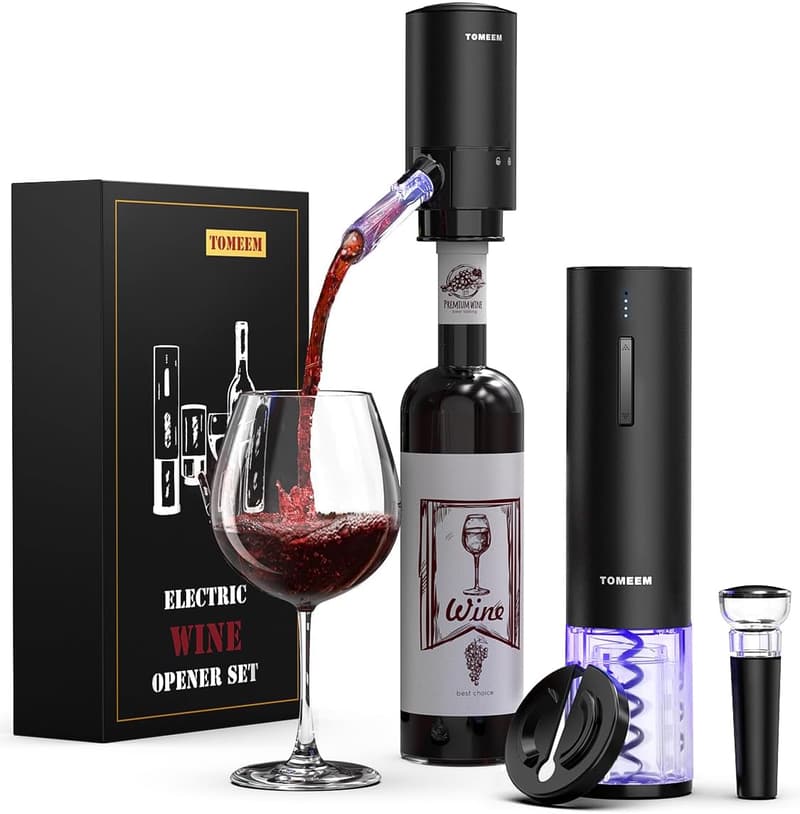 Electric Wine Gift Set - Aerator, Stoppers, Foil Cutter & Opener