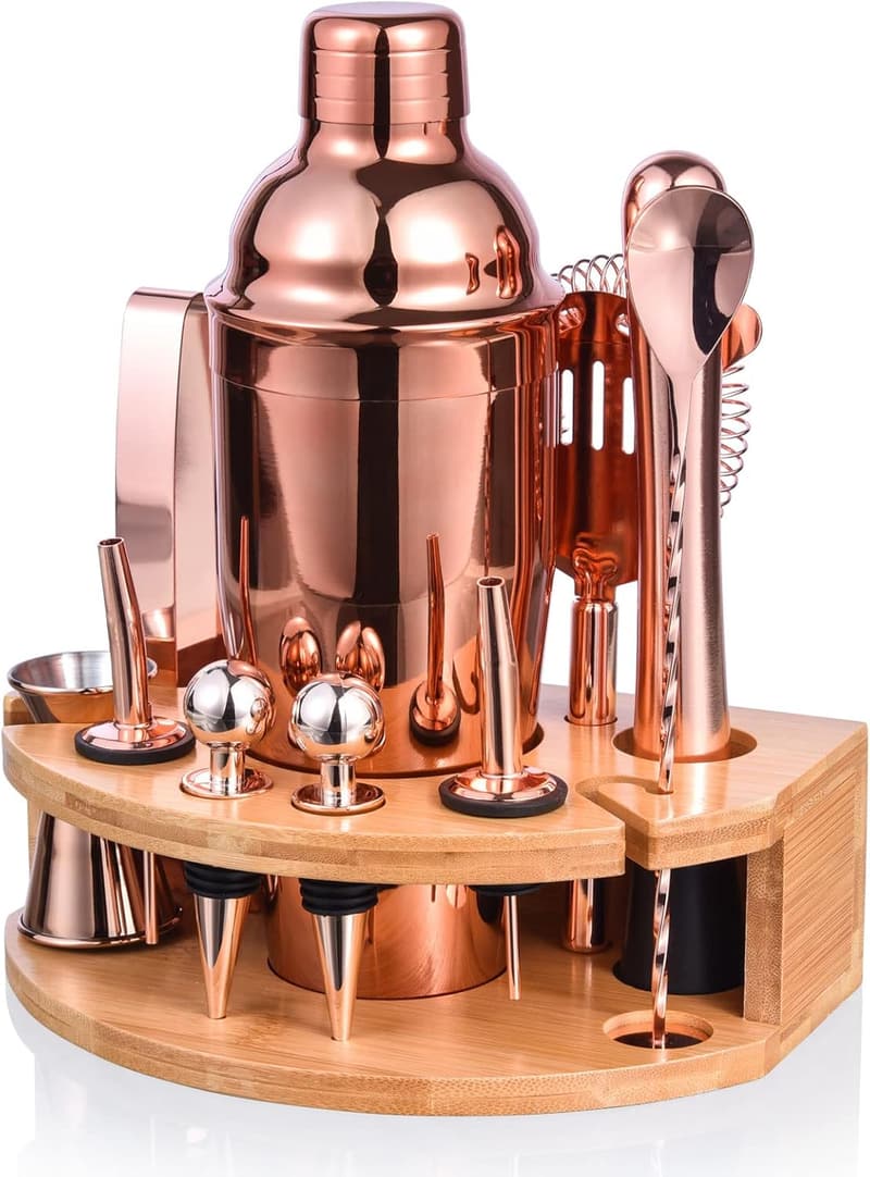 Professional 12-Piece Cocktail Shaker Set with Bamboo Stand