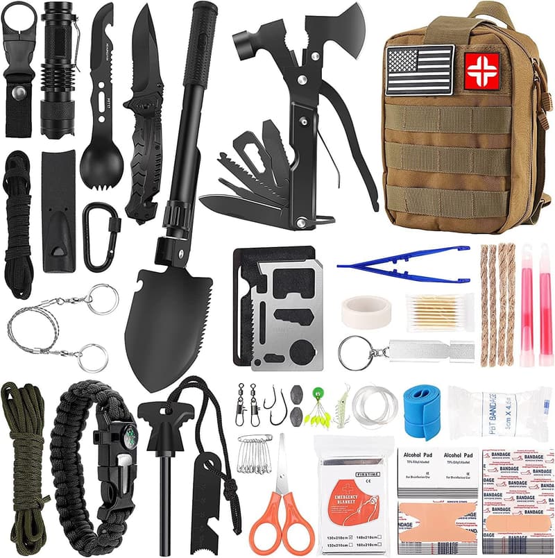 Outdoor Survival Gear Kit with 142 Pcs for Camping and Adventures