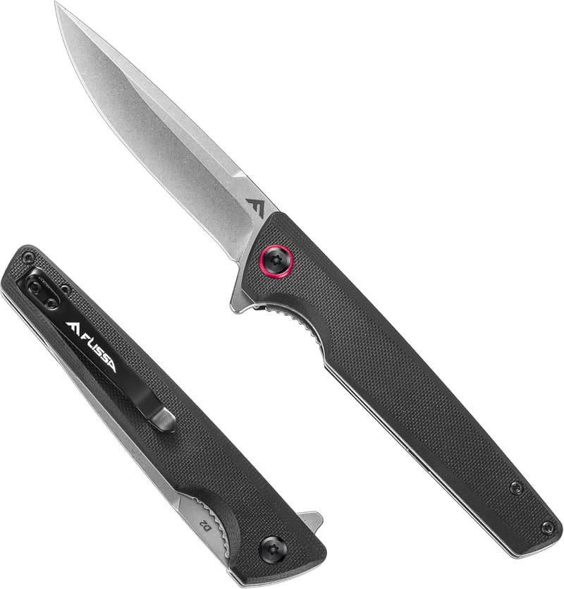 Folding D2 Blade Pocket Knife with G10 Handle for Outdoors