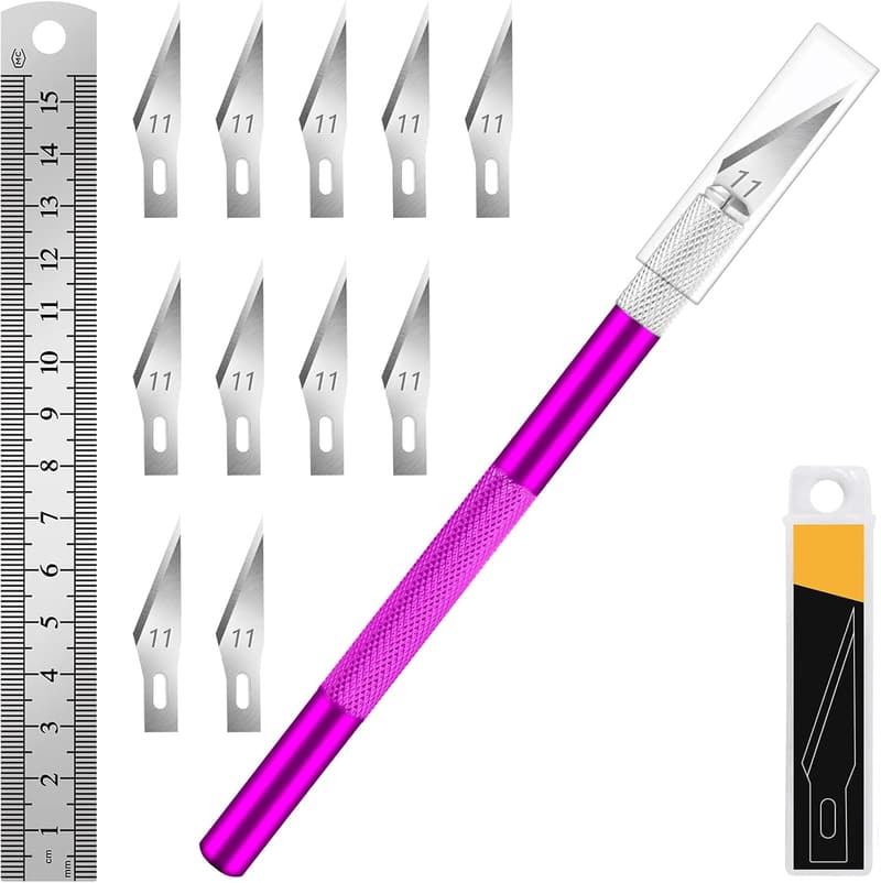 Craft Hobby Knife Set with 11 Stainless Steel Blades & Ruler