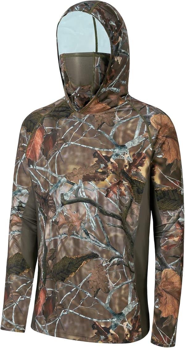Men's Camo Fishing Hoodie Shirt with UPF 50+ Protection