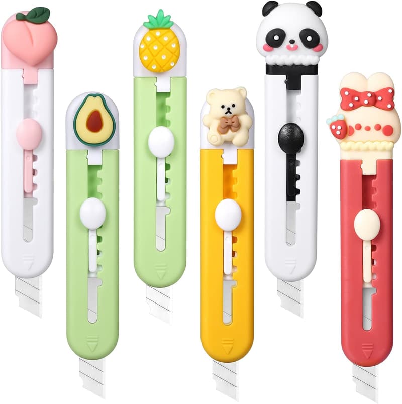 Retractable Box Cutter Set - 6 Pack Utility Knives for Crafts