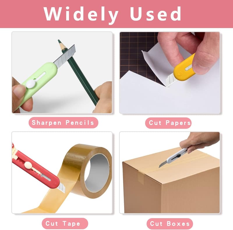 Retractable Box Cutter Set - 6 Pack Utility Knives for Crafts