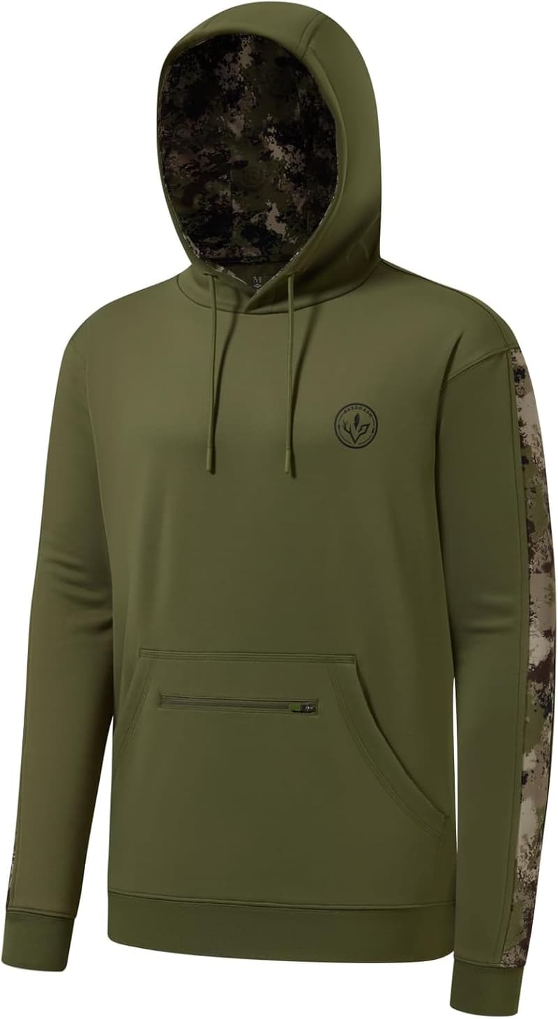 Men's Water-Resistant Camo Fleece Hoodie for Outdoor Activities