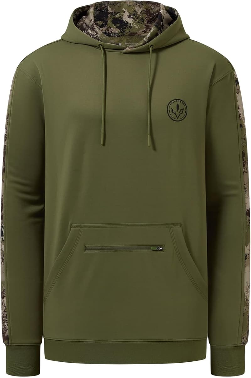 Men's Water-Resistant Camo Fleece Hoodie for Outdoor Activities