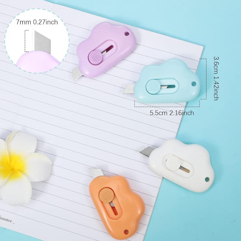 Mini Box Cutter Utility Knife Set - 12 Colorful Letter Openers