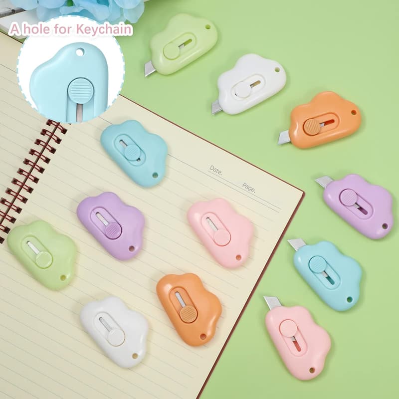 Mini Box Cutter Utility Knife Set - 12 Colorful Letter Openers