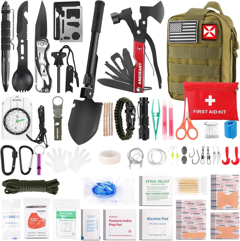 256-in-1 Survival Kit with Molle Pouch for Outdoor Adventures