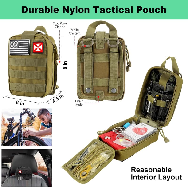 256-in-1 Survival Kit with Molle Pouch for Outdoor Adventures