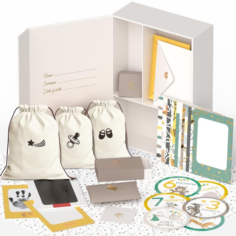 Baby Keepsake Box with 10 Unique Gifts for New Parents