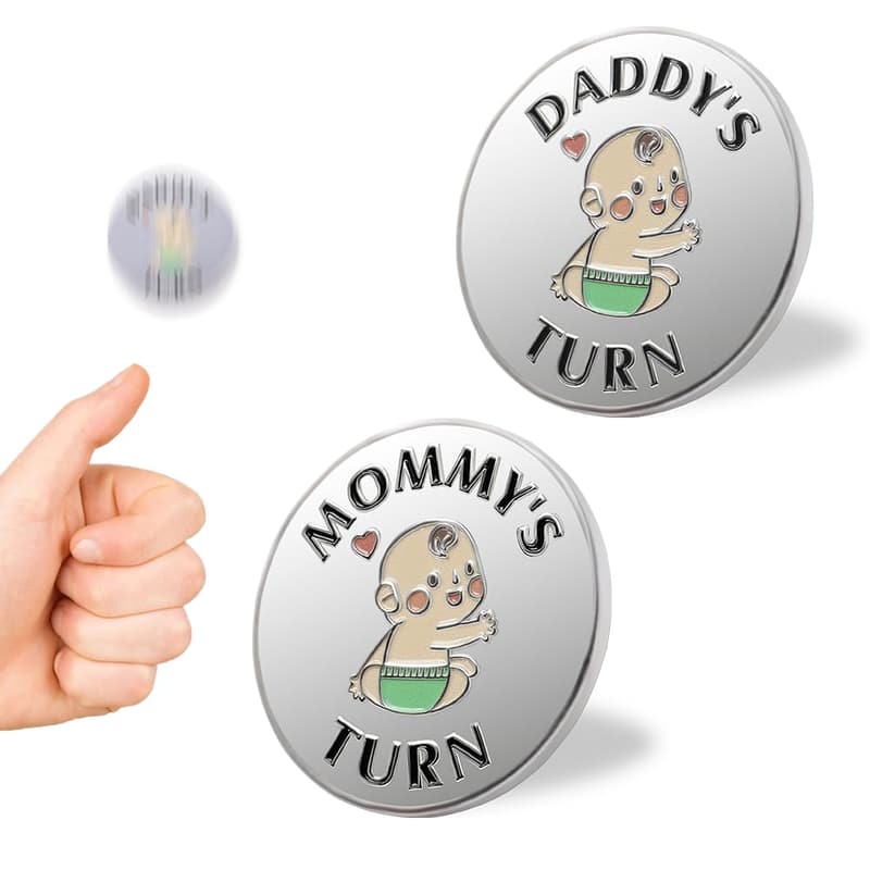New Parent Decision Coin - Funny Gift for Couples, Silver