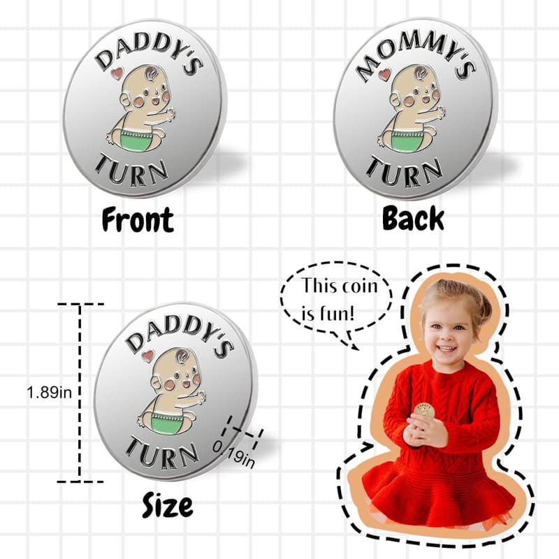 New Parent Decision Coin - Funny Gift for Couples, Silver