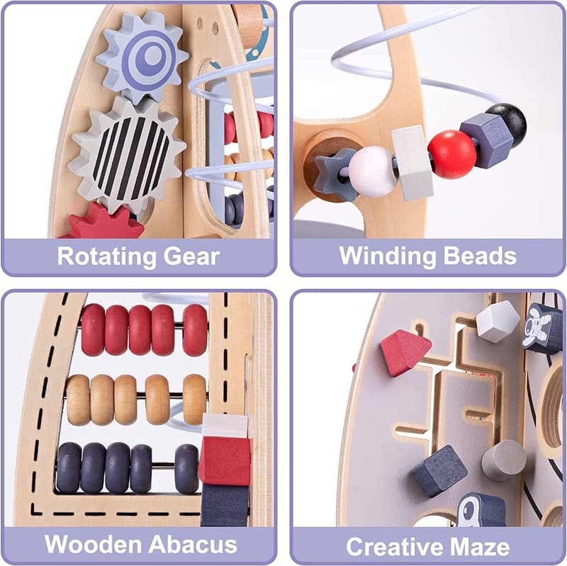 Montessori Wooden Activity Cube Toy for 1st Birthday