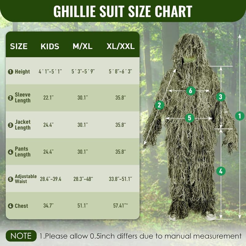 6-in-1 Camouflage Ghillie Suit for Hunting