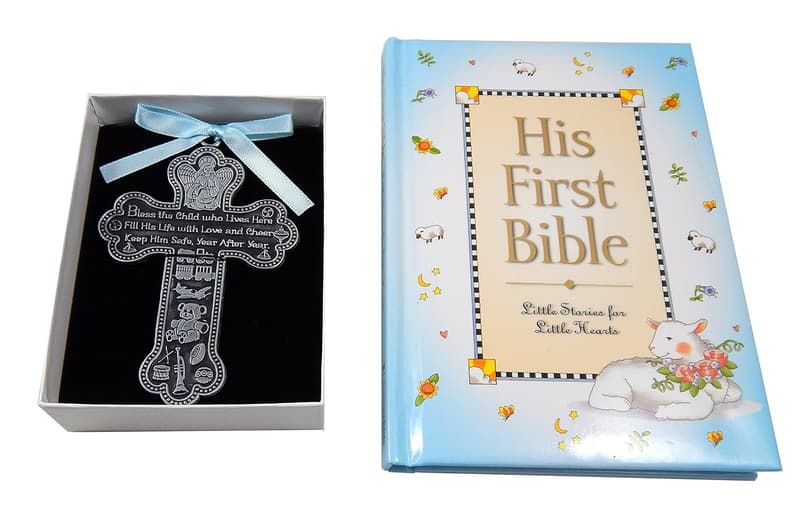 Baby Boy Baptism Bible with 4