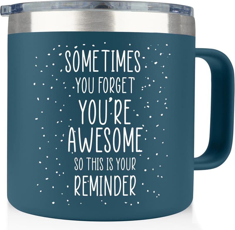 Funny Birthday Coffee Mug for Coworkers - 14 oz Navy Tumbler
