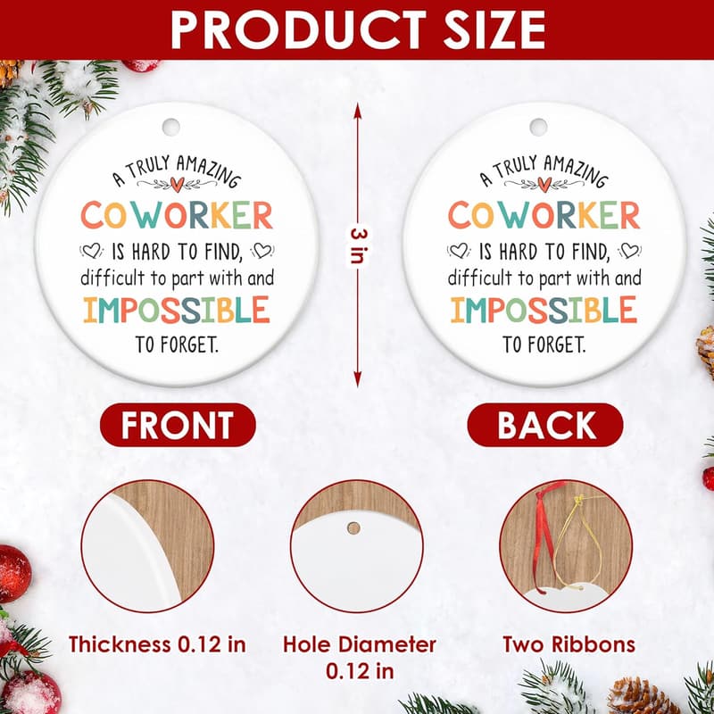 2024 Coworker Farewell Ornaments - Ceramic Thank You Gifts